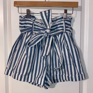 Forever 21 blue and white paper bag short